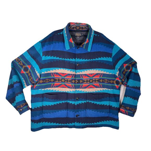 Pendleton Other - Pendleton Jacket Mens XXXL 3X Shacket Shirt Lahaina Wave Pattern Hawaiian Surf